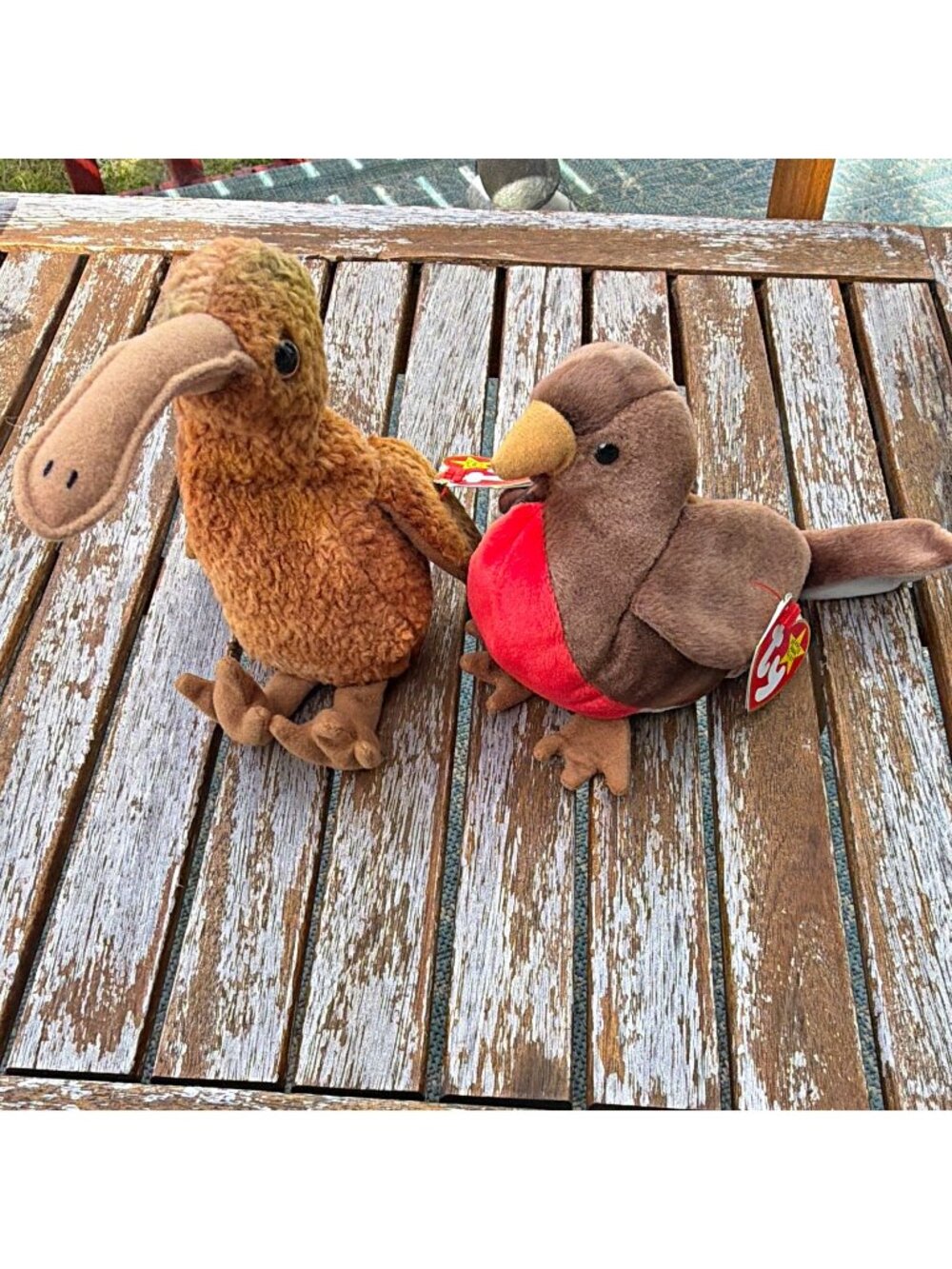 Vintage 1998 Ty Beanie Babies Lot Early Robin & Beak Kiwi Bird Beanbag Plush Toy